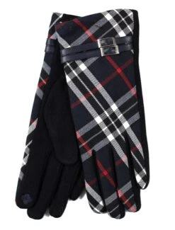 Buckle Trim Tartan Glove